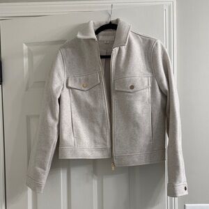 Zara Light Cream Zip-Front Jacket